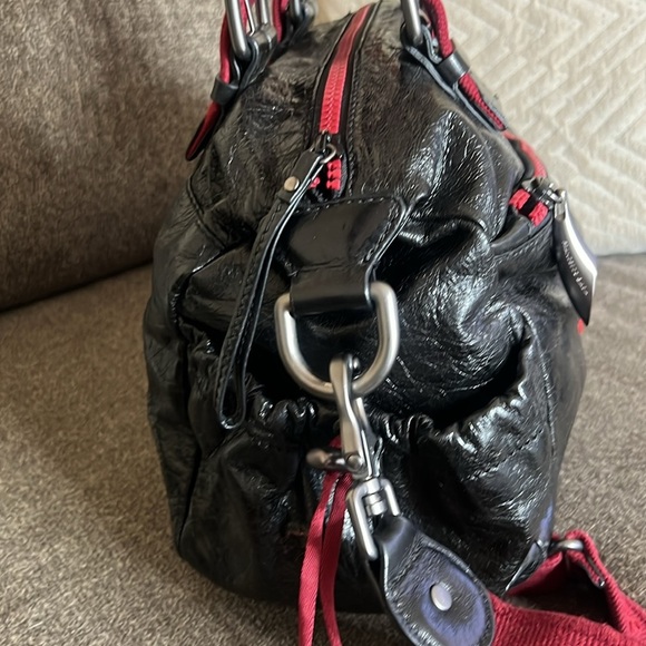 Francesco Biasia Red and Black Leather Hobo Designer Rare Bag - Picture 5 of 16